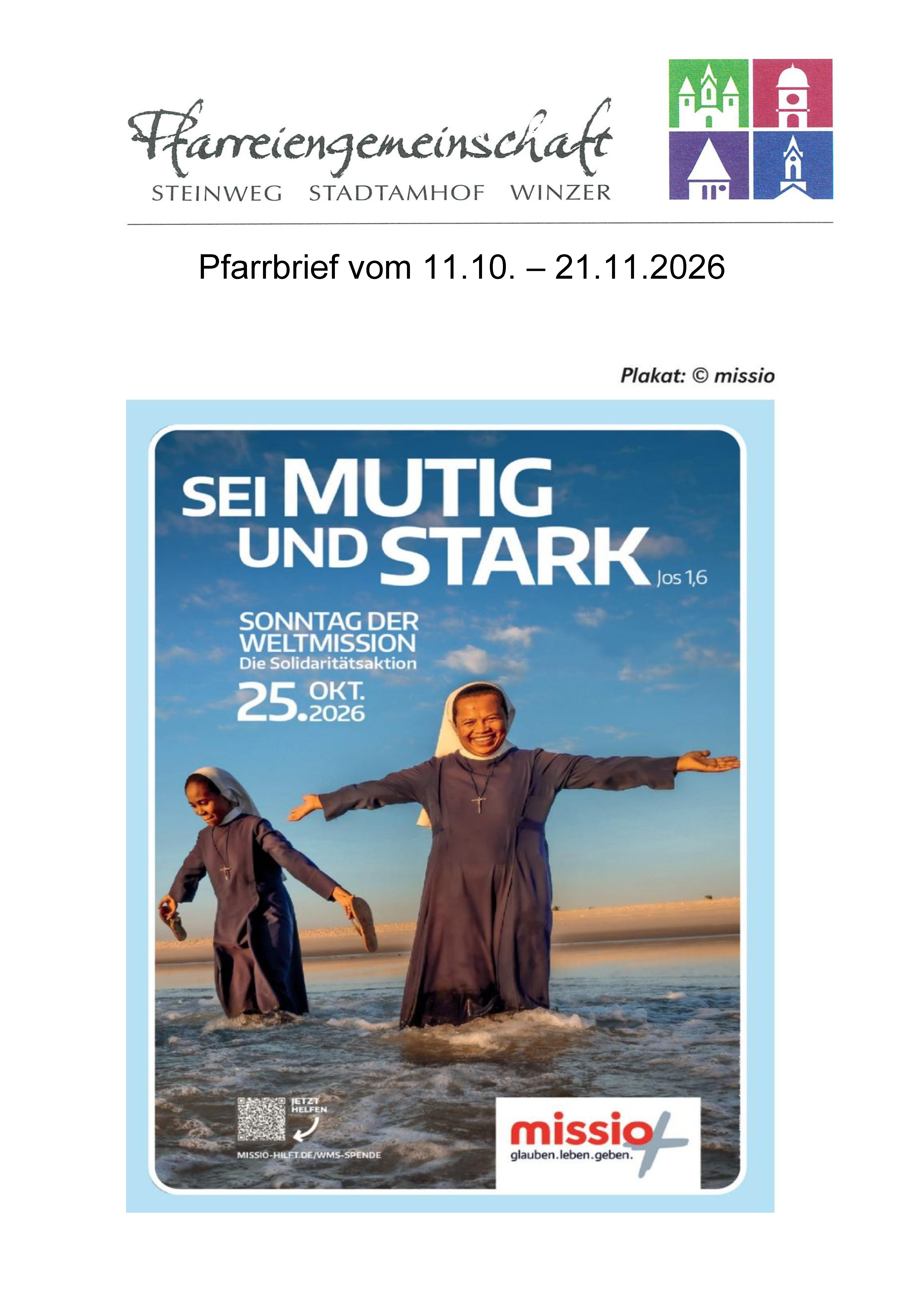Pfarrbrief der Pfarreiengemeinschaft Dank &ndash; Oktober/November 2026
